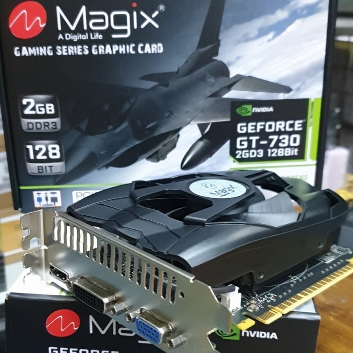 VGA NVIDIA GeForce GT730 Magix Original DDR3 2GB Hemat Listrik - Lengkap VGA + CD Driver + Dus Box b