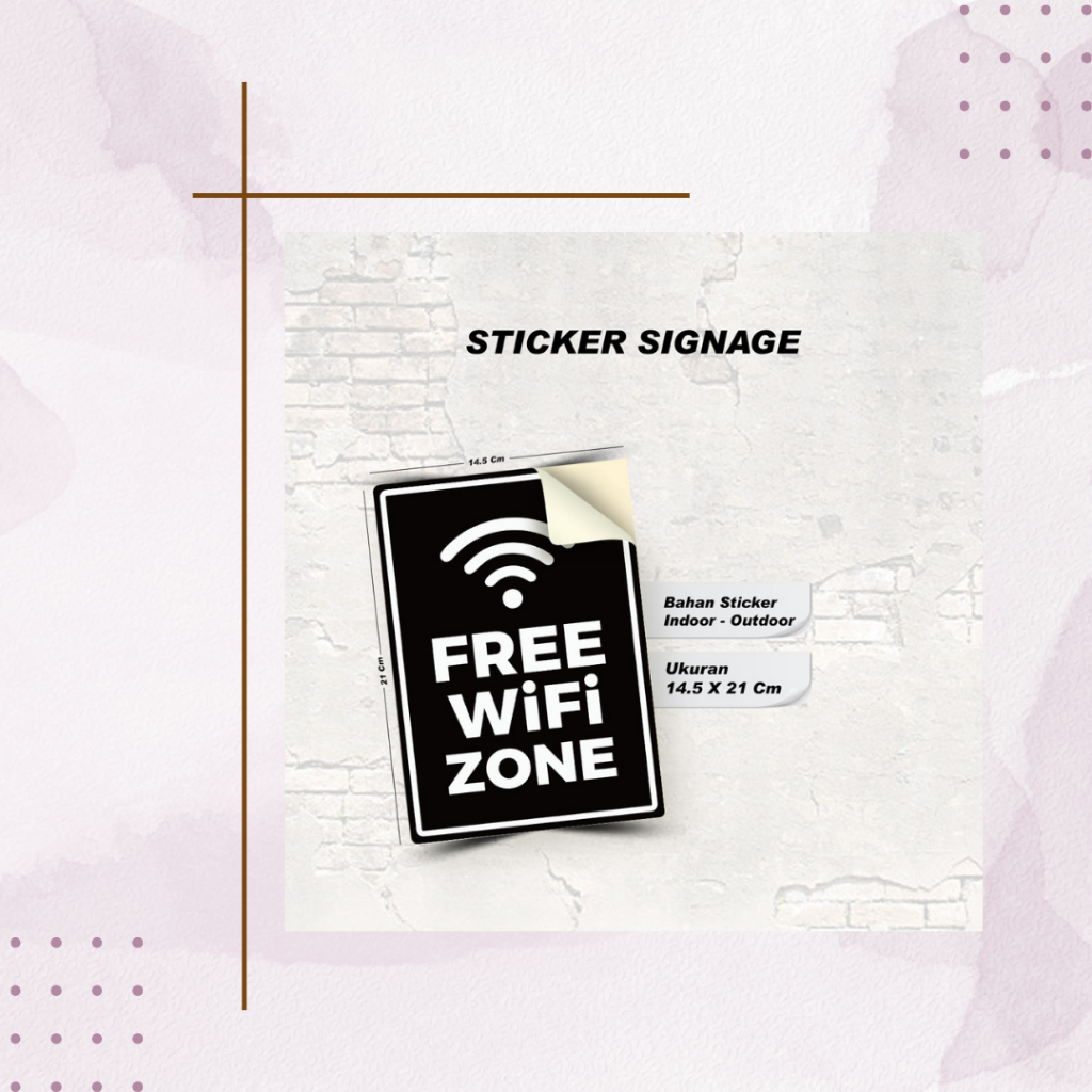 

TM - STIKER FREE WIFI ZONE/ MURAH BAHAN VINLY / STIKER UKURAN 14.5 X 21 / STIKER SIGNAGE / INDOOR - OUTDOOR,,,