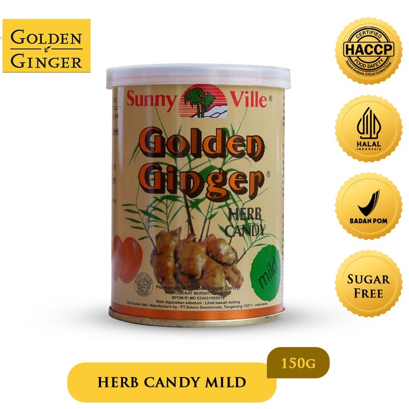 PERMEN GOLDEN GINGER HERB CANDY MILD 150 GR / GOLDEN GINGER MLD 150 GR