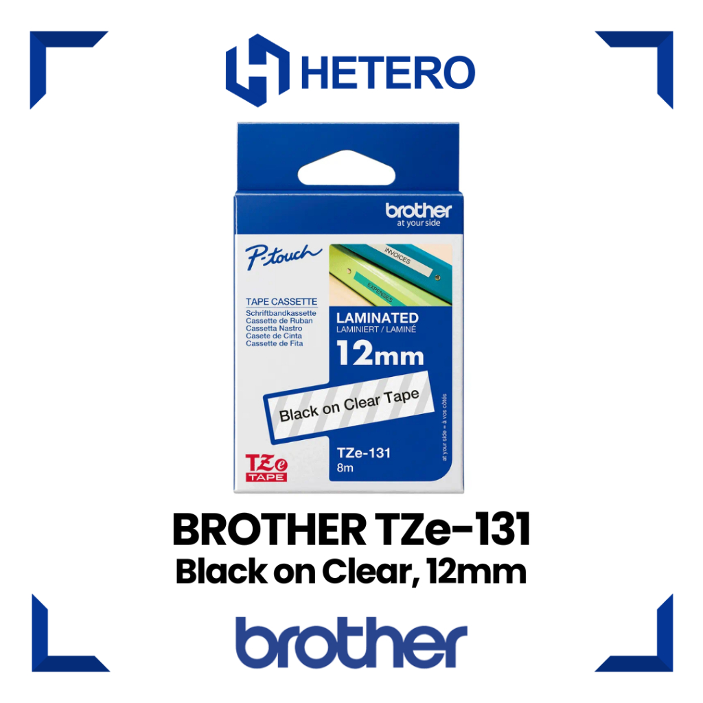 

BROTHER Color Tape TZE-131 Black on Clear, 12mm