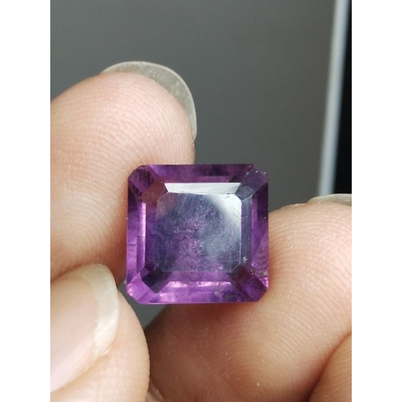Natural Fluorite 11 x 11 x 6 mm 6.7 Ct Violetish Ungu Square Cutting Kotak Code 1649