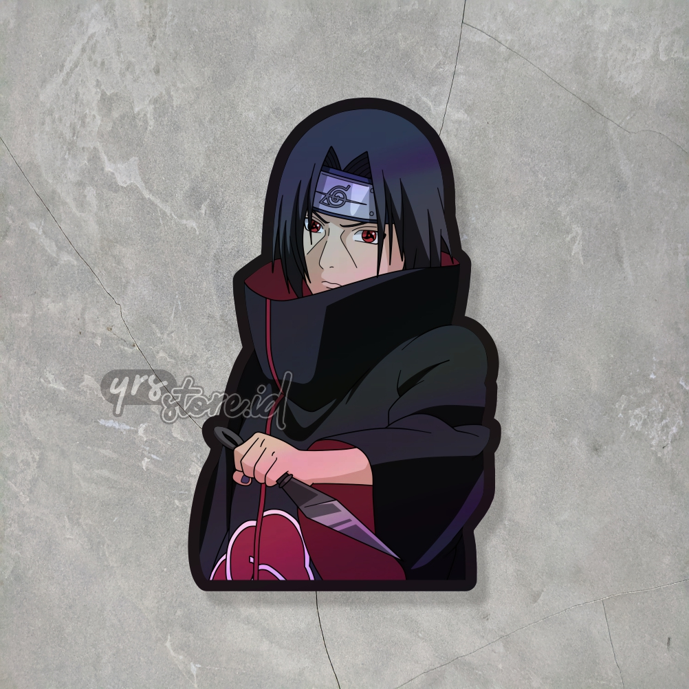 

Sticker Anime Hologram Uchiha Itachi Ukuran +- 7 x 4,5 cm sticker case hp laptop dll