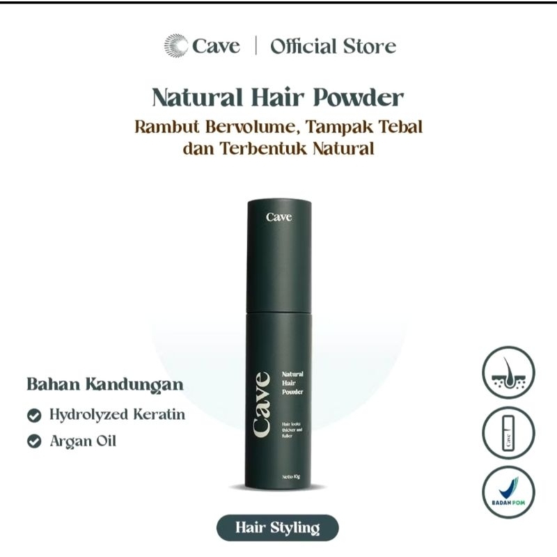Cave Natural Hair Powder 10 gr - Bedak Styling Rambut Pria Membuat Bervolume Tebal & Anti Lepek 100%