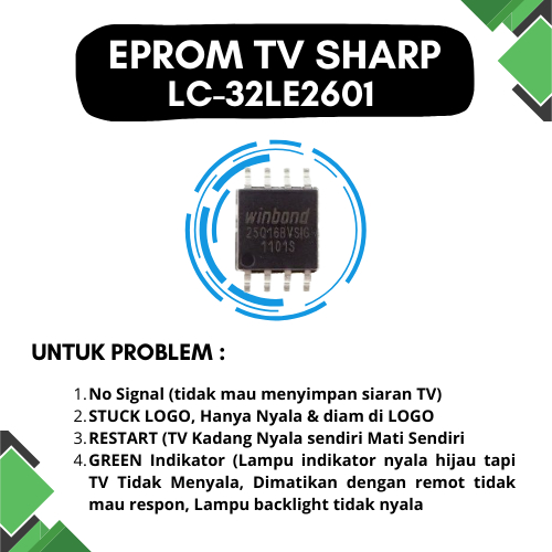 ic eprom memory TV LED SHARP LC-32LE260i // 32LE2601 // LC-32LE2601