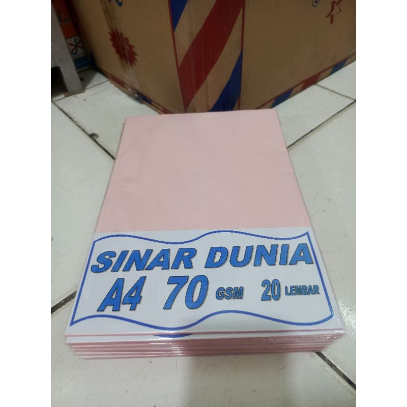 

Kertas hvs A4 sinar dunia warna pink 70 Gsm 1 pack isi 20 lembar