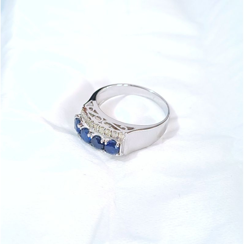 Cincin Tangga Wanita Perak Berlian Asli | Blue Safir