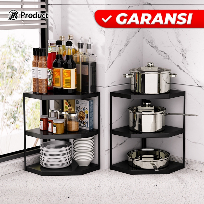 Rak Sudut Siku Dapur Kamar Mandi Tempat Alat Masak Panci Pan 2 3 Susun Tingkat Stainless Steel Serba