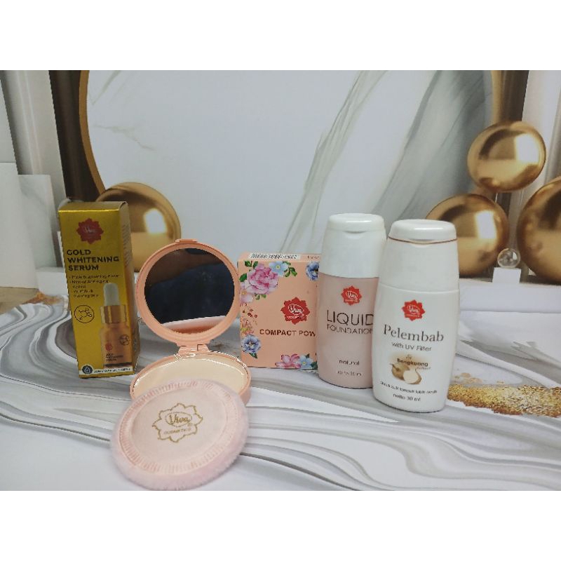 Paket Viva Natural 4 in 1 Bpom [serum viva gold ,bedak viva compact natural , liquid natural, pelemb