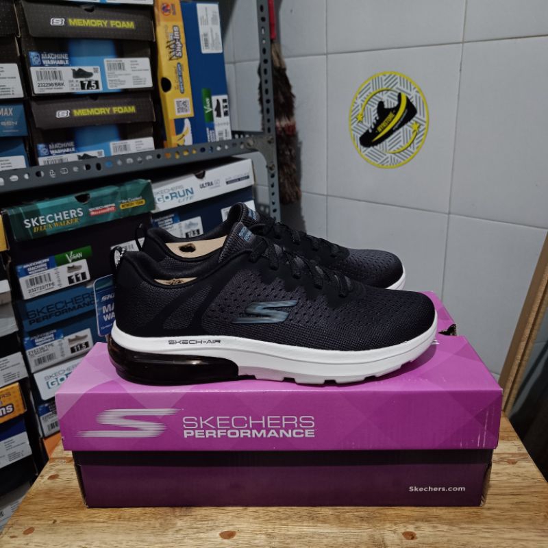 Skechers Slip On Go Walk Air 2.0 - Classy Summer Black / Lite Blue Women's