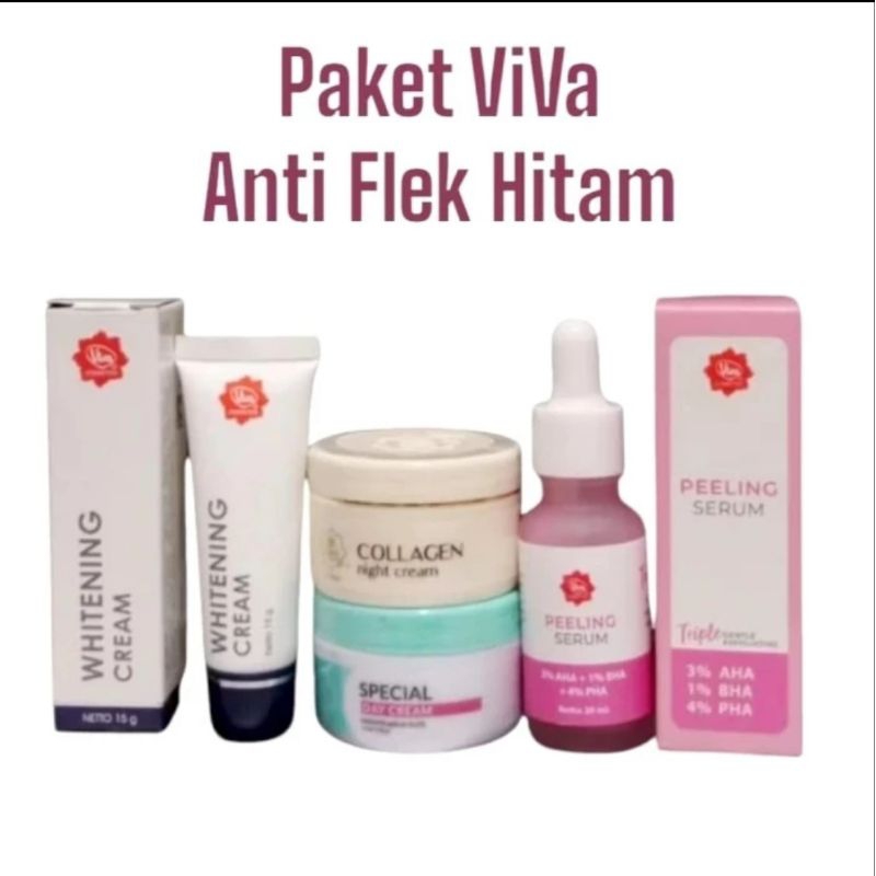PAKET VIVA BASIC ANTI FLEK HITAM 4 IN 1 [ whathening cream , cream viva siang dan malam , serum viva