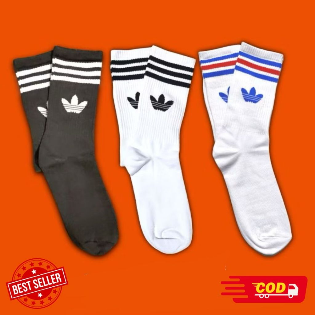 (Adidas) Kaos Kaki Tebal Panjang Oldskool Motif Sport Skate Casual Pria Wanita
