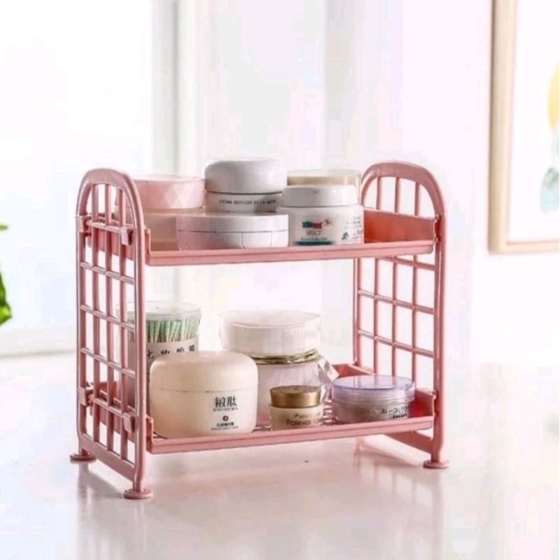 COD Rak Susun Mini 2 Tingkat Tempat Penyimpanan Kosmetik Bumbu Dapur Peralatan Kamar Mandi / Rak Buk