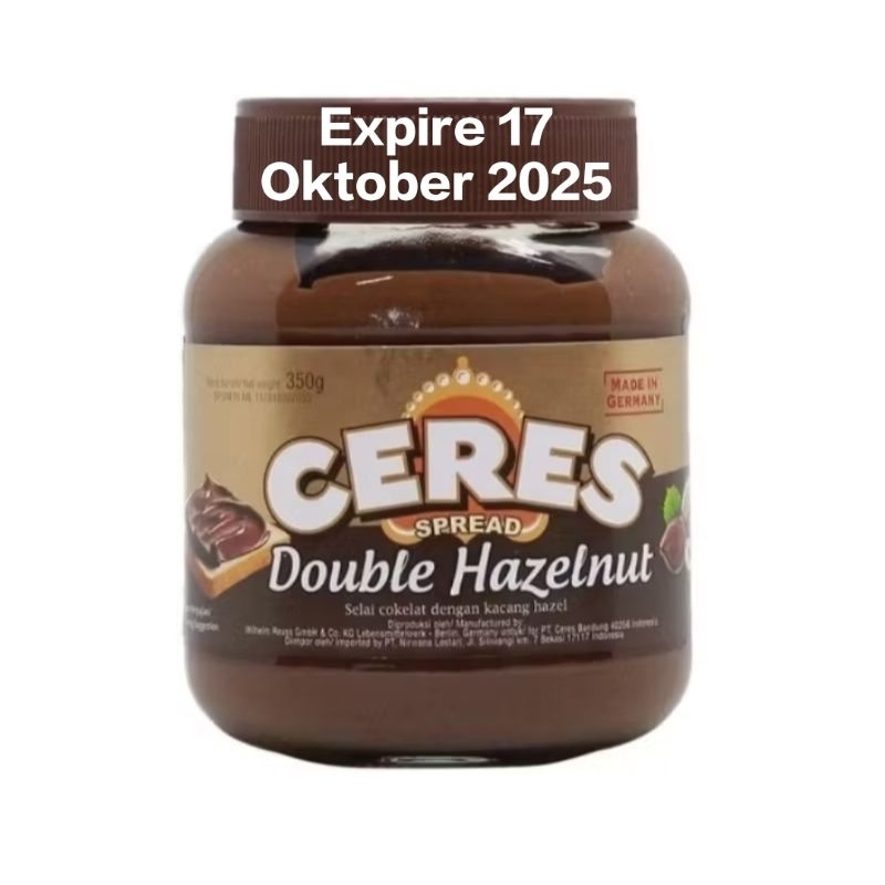 

Ceres Spread Double Hazelnut. 350 gram. Expire 17 Oktober 2025