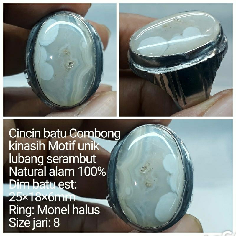 CINCIN BATU COMBONG KINASIH LUBANG SERAMBUT JAMINAN NATURAL 100%