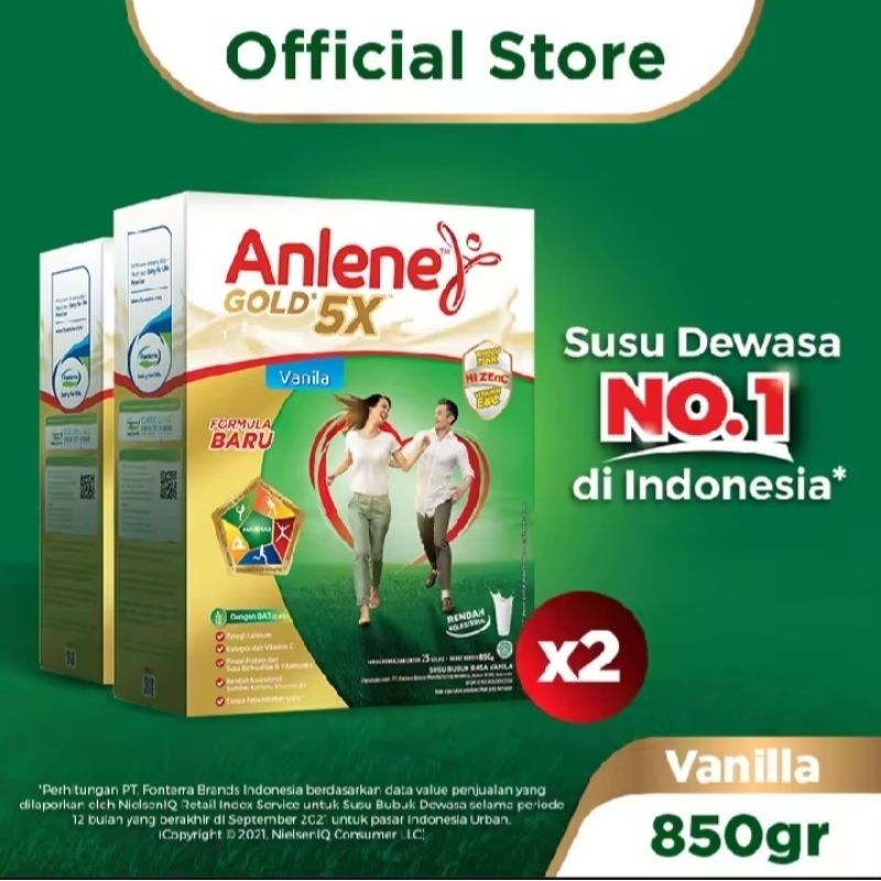 

Anlene Gold 5X Susu Bubuk Dewasa Vanila 2X850g - Nutrisi Tulang Kalsium Untuk Tulang, Sendi dan Otot