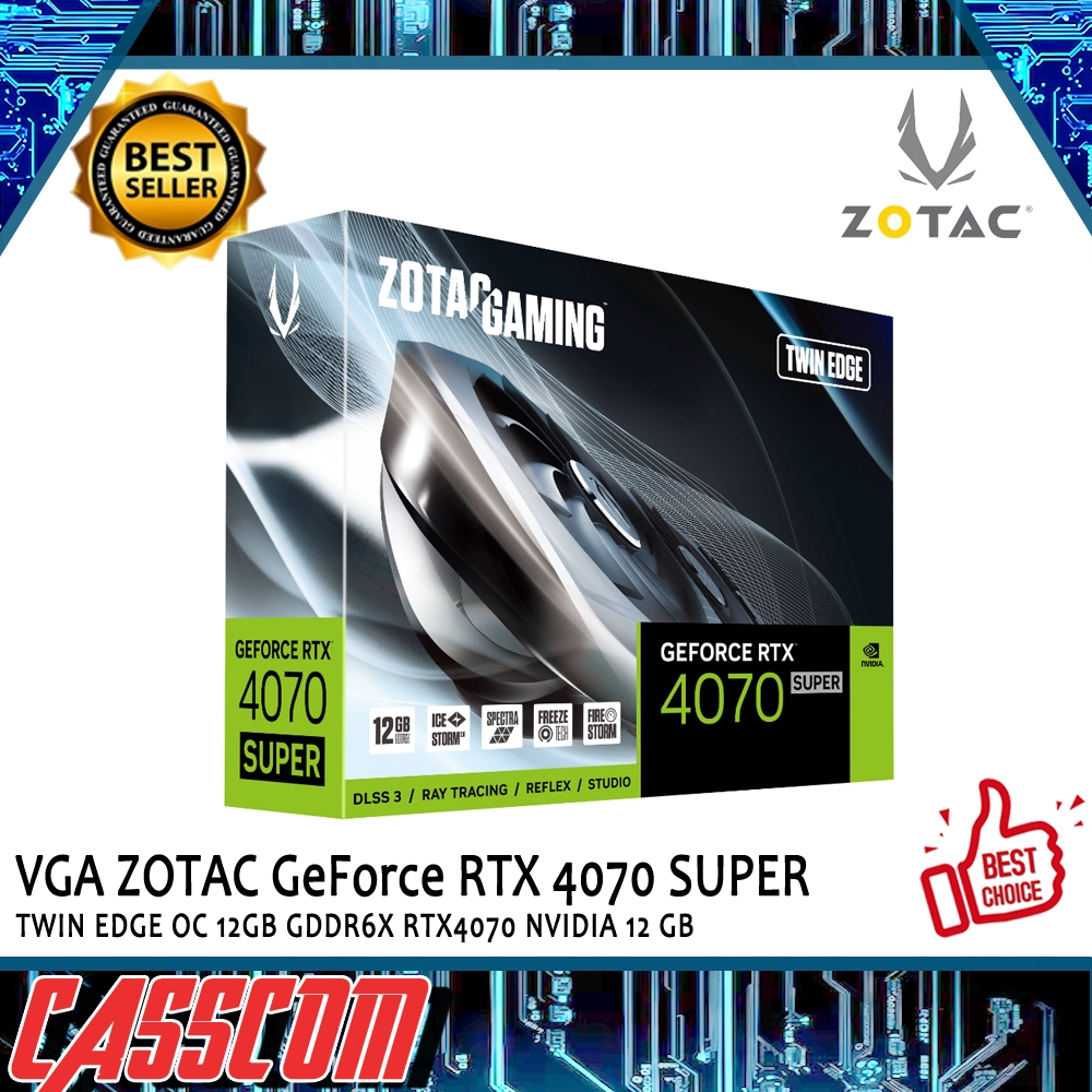VGA ZOTAC GAMING GeForce RTX 4070 SUPER TWIN EDGE OC 12GB GDDR6X RTX4070 NVIDIA 12 GB