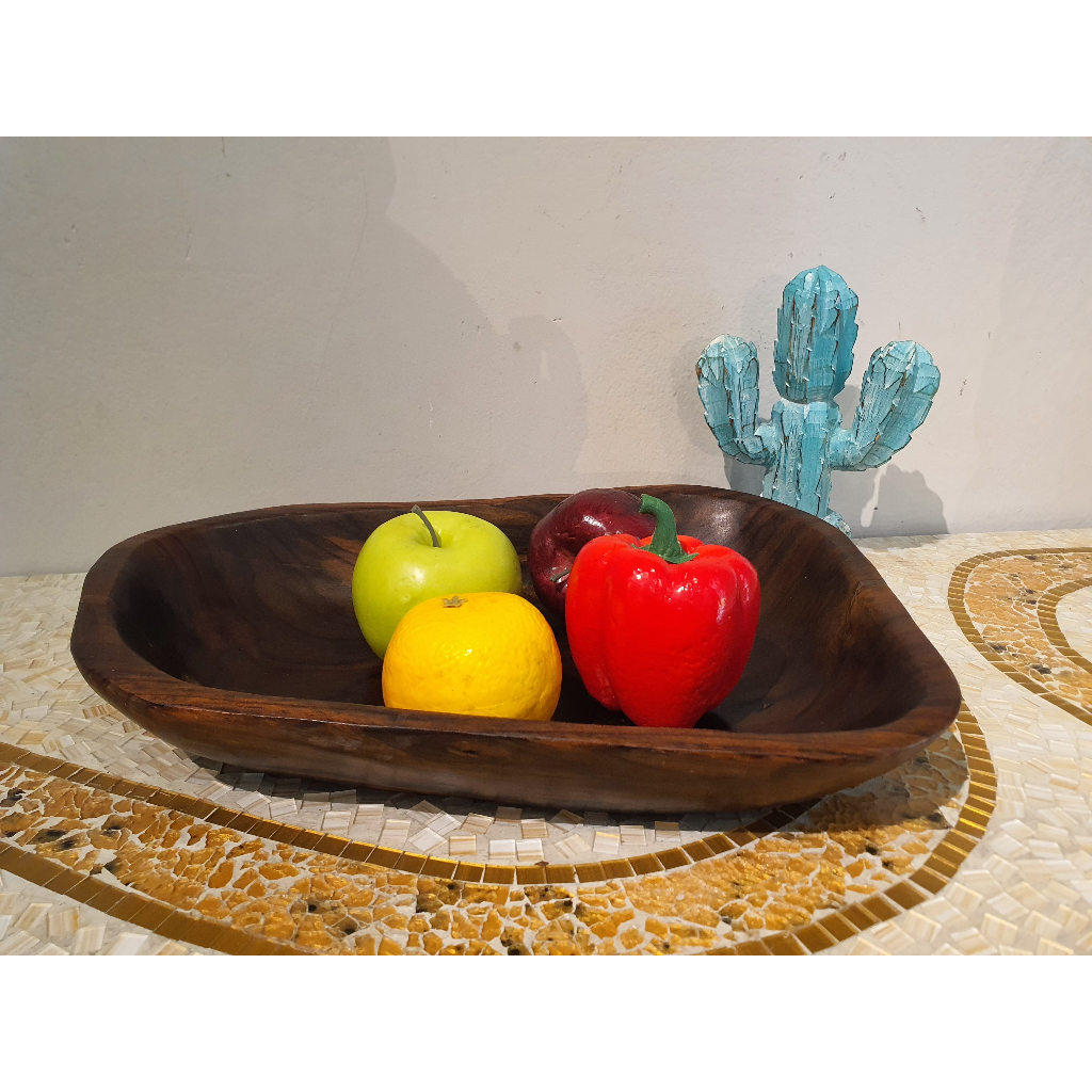 Bowl Kotak/Tempat Buah Kayu Jati UK 38cm