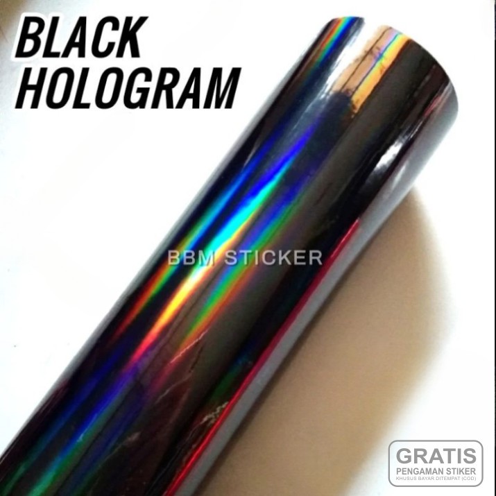 Skotlet Hitam Hologram Pelangi Stiker Motor