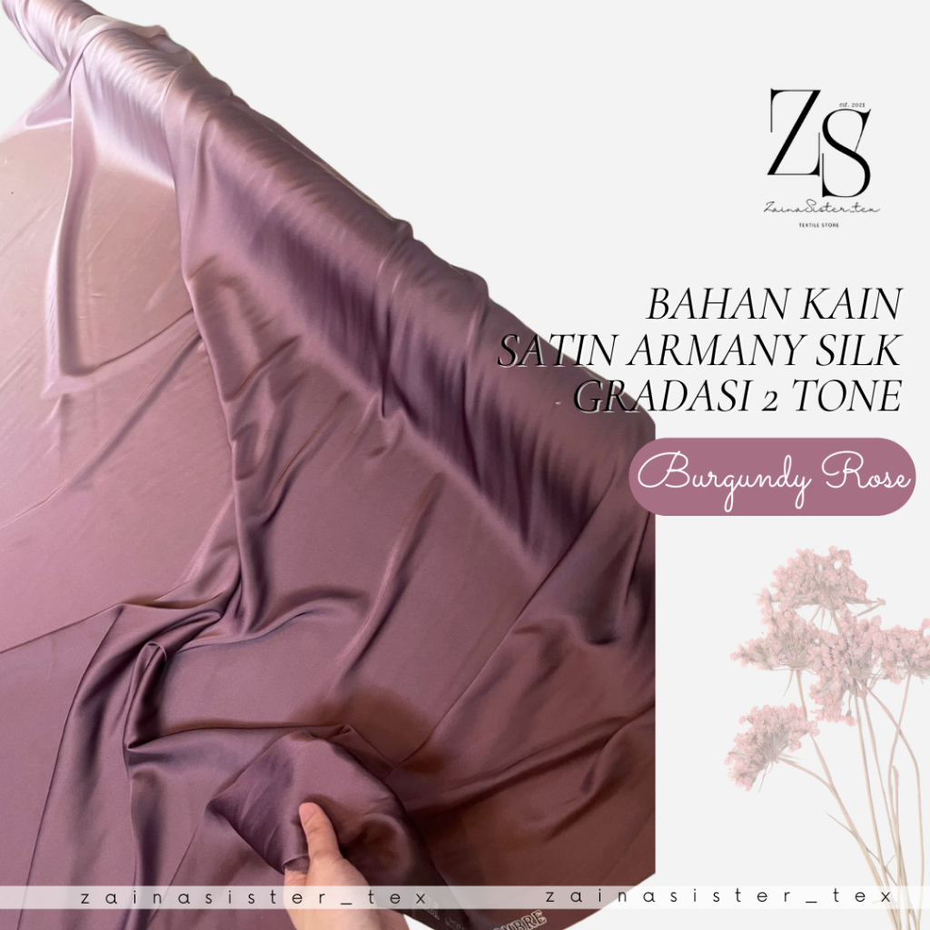 Kain Satin Gradasi 2 Warna 2 Tone Armnyy Silk Ombre Warna Burgundy Rose HARGA SETENGAH METER