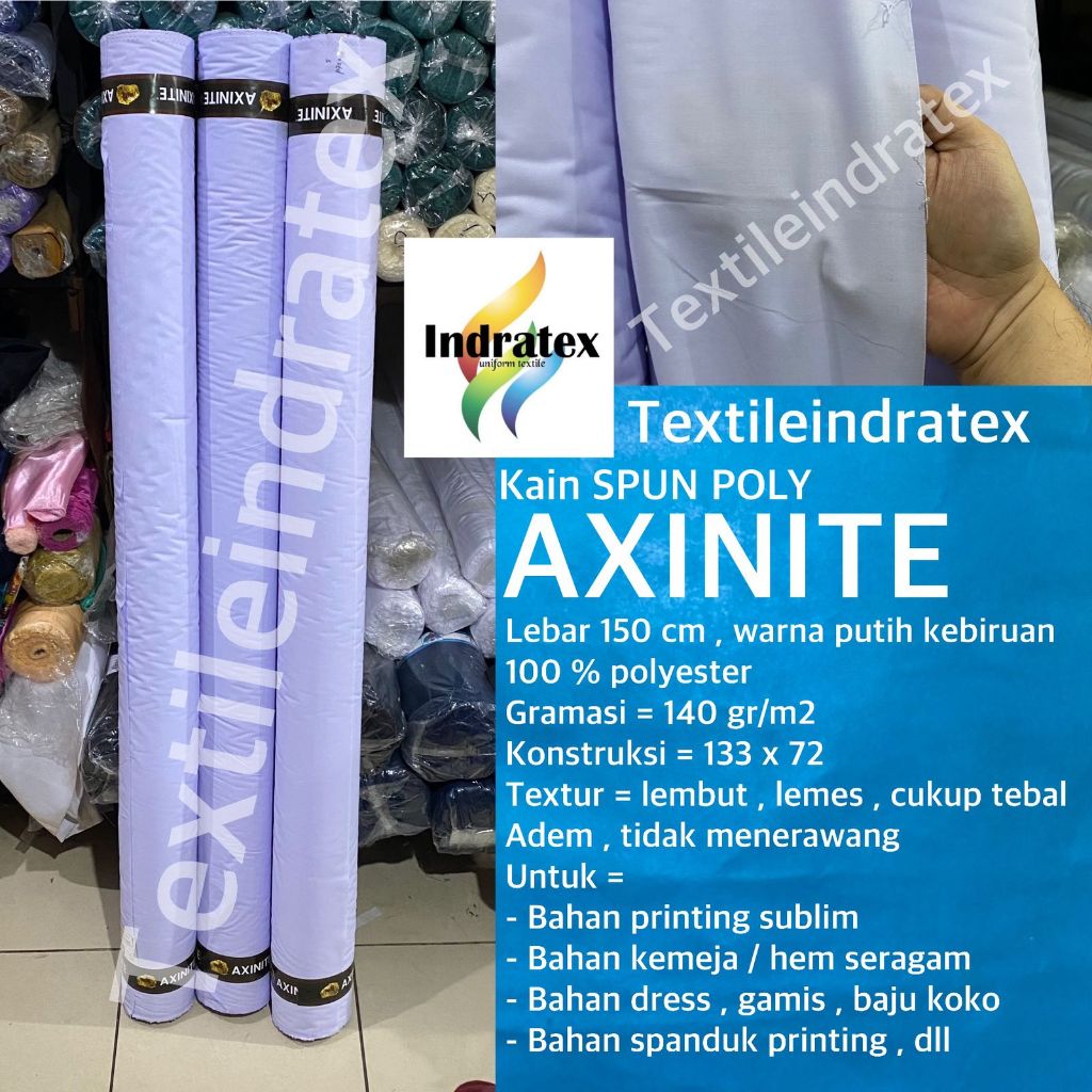 ( per 1 roll ) Kain putih SPUN POLY AXINITE polyester tetoron katun TC rollan Lebar 150 bahan kemeja