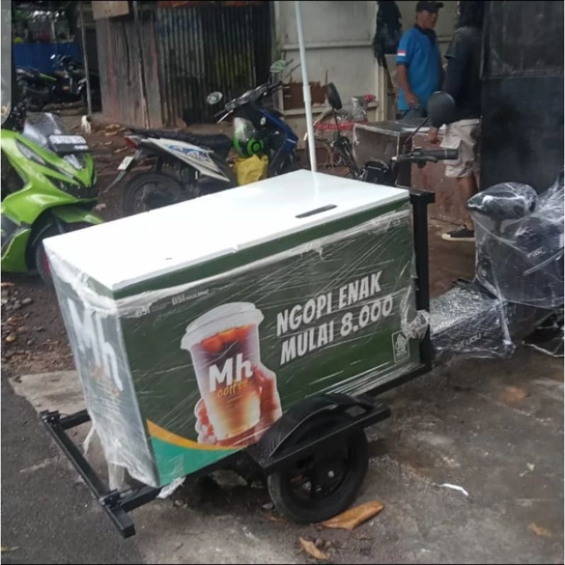 Sepeda Listrik Kopi dan Box nya bentuk kotak / 2 pintu / 100x60x60 cm / Ban Depan Selis pakai Rem Tr