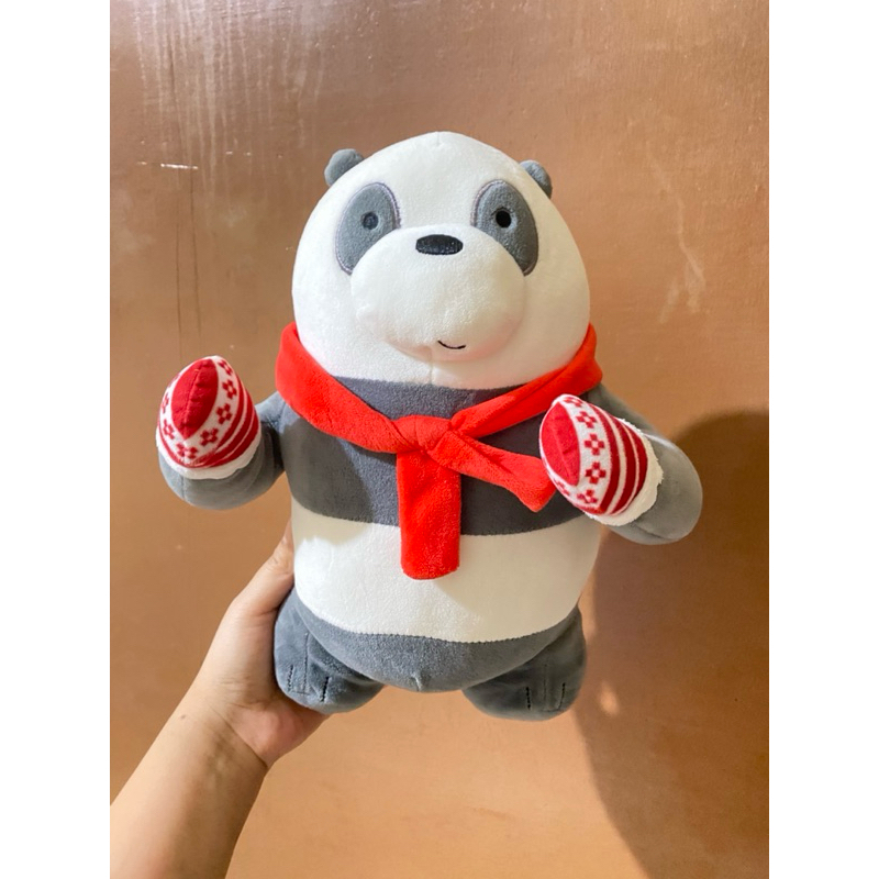 Boneka Karakter Panpan Kostum Syal dan Sarung Tangan size 28cm Original / Boneka Wbb Panda Kostum Sy
