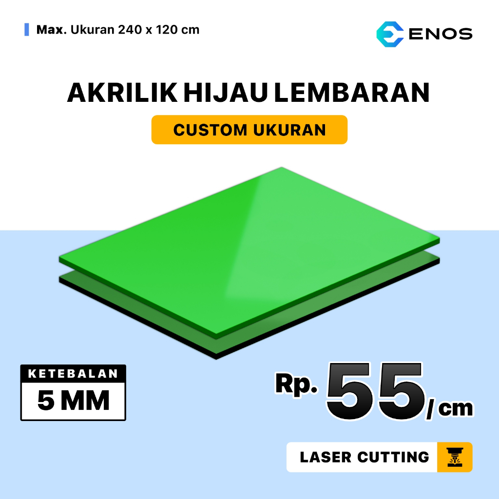 

Akrilik Lembaran Warna Hijau Custom Bebas Lasser Cutting Ketebalan 5mm