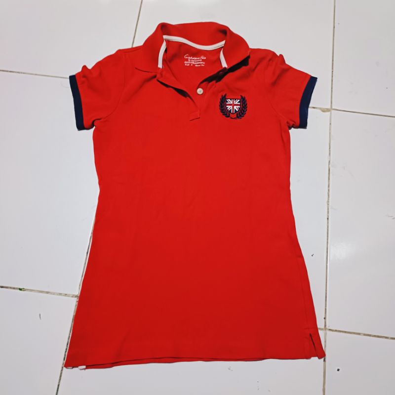 Kemeja Kaos Polo Merah Giordano Polo Shirt Imlek Natal anak perempuan