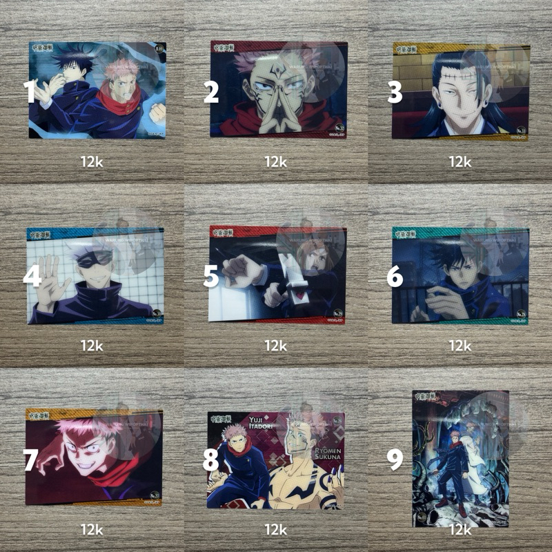PC PHOTOCARD ANIME JUJUTSU KAISEN | MEGUMI YUJI SUKUNA GETO GOJO NOBARA