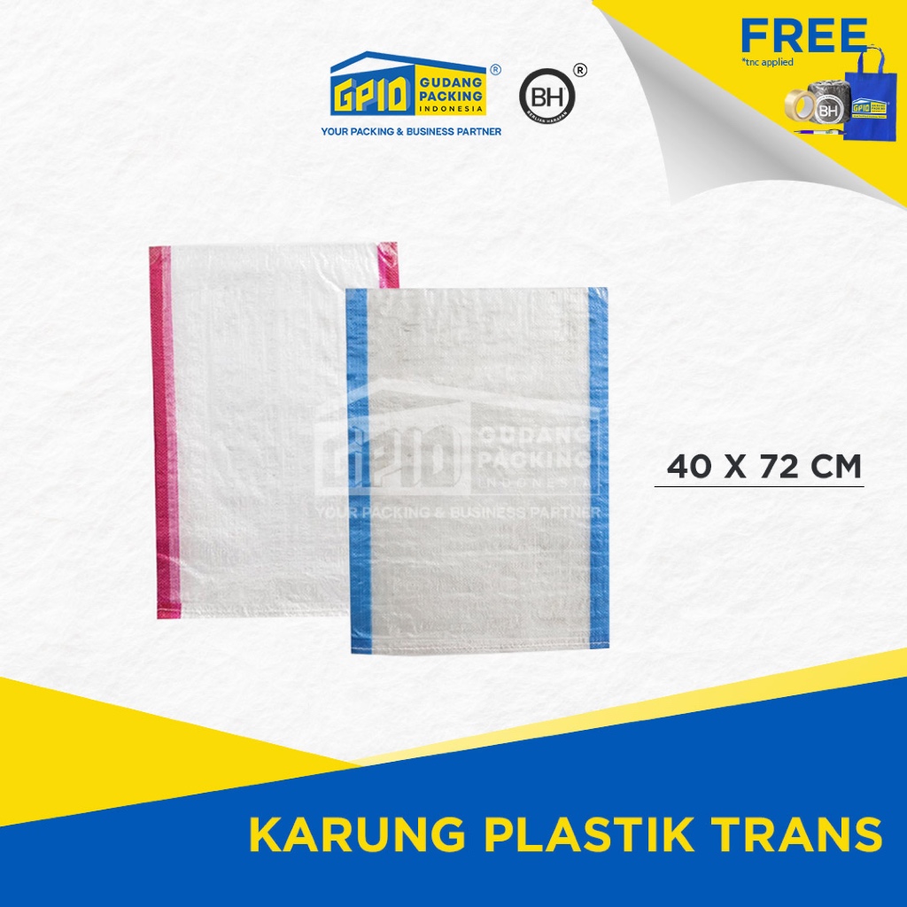 KARUNG PLASTIK TRANSPARAN UKURAN BERAS 20KG 40X72 (ISI 100 LBR)