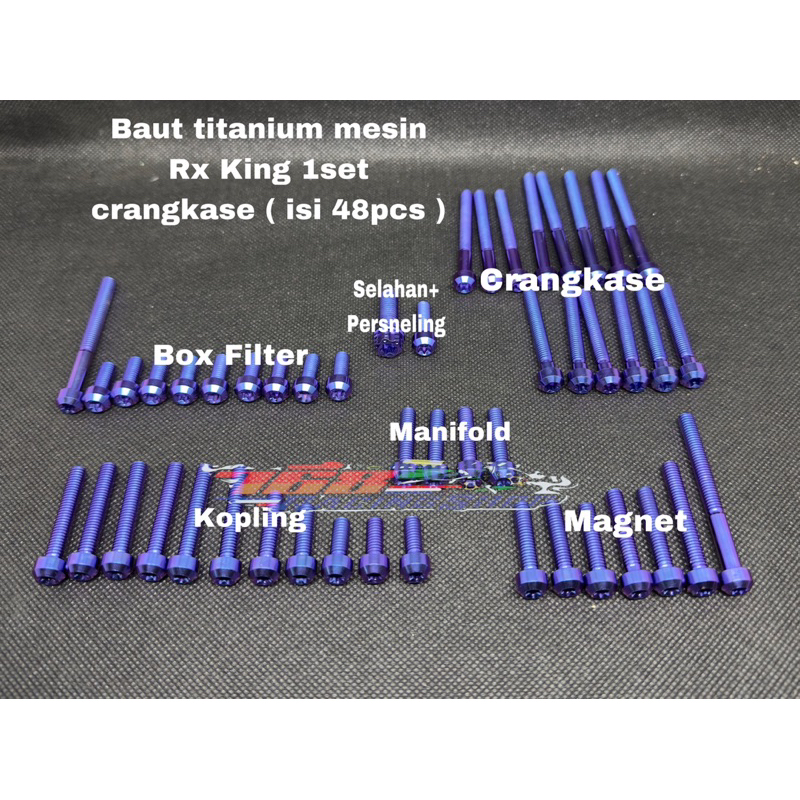 Baut titanium set mesin rx king original titanium
