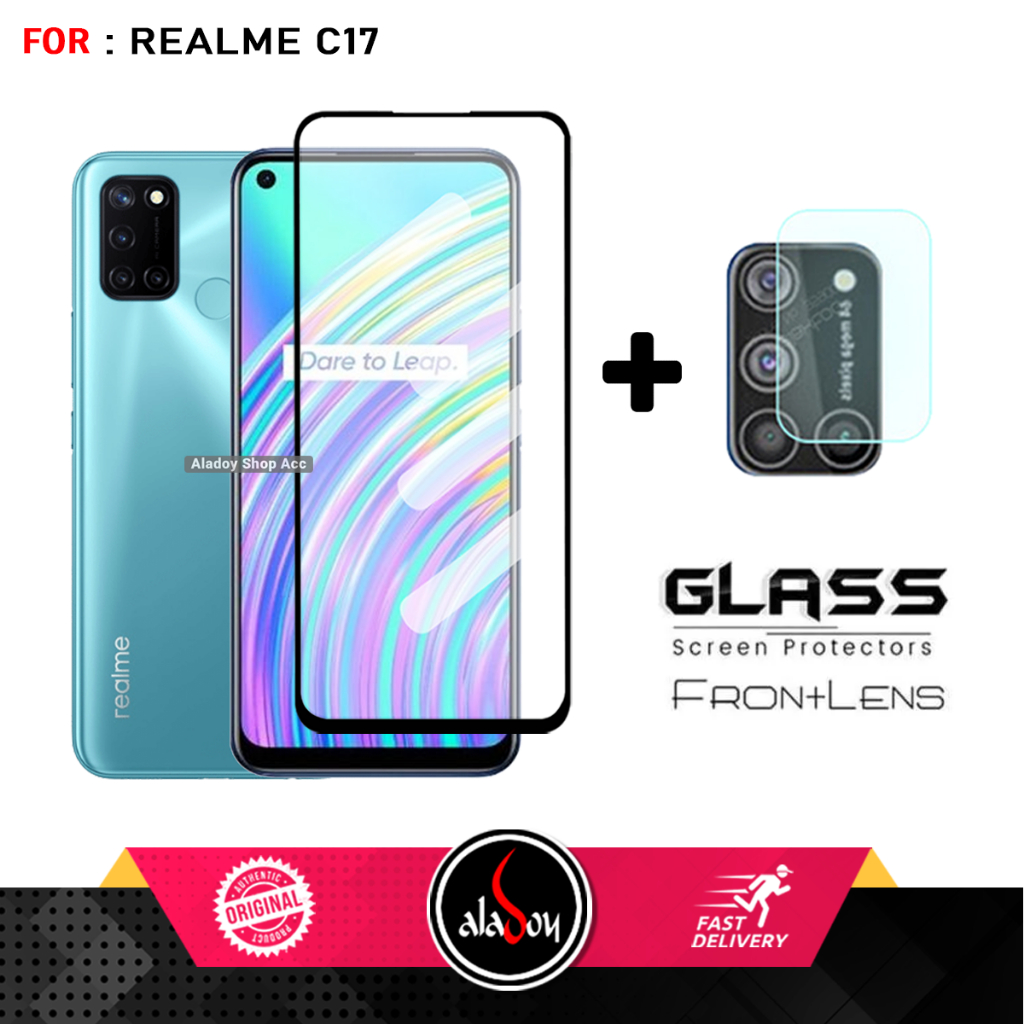 Paket 2in1 Tempered Glass Realme C17 Anti Static Free Tempered Glass Camera