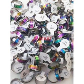 ( ISI 10 ) CINCIN PUTAR PELANGI HITAM GLOW IN THE DARK DURI HITAM