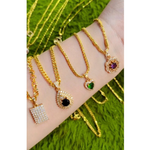 kalung bahan logam kuningan kuning emas 999