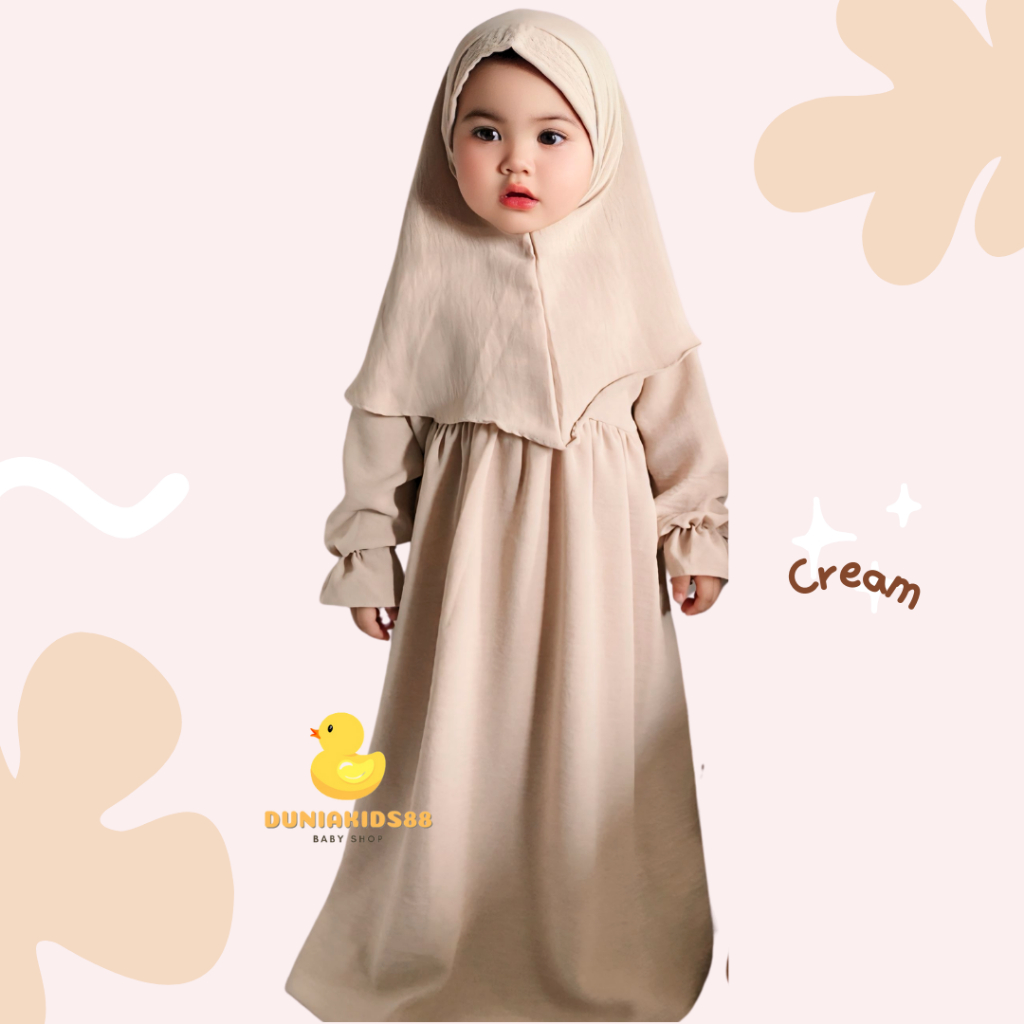 RJ4 ALILA Hijab - Gamis Anak Perempuan Maldina Cringkle / Baju Muslimah Anak Lokal Kekinian
