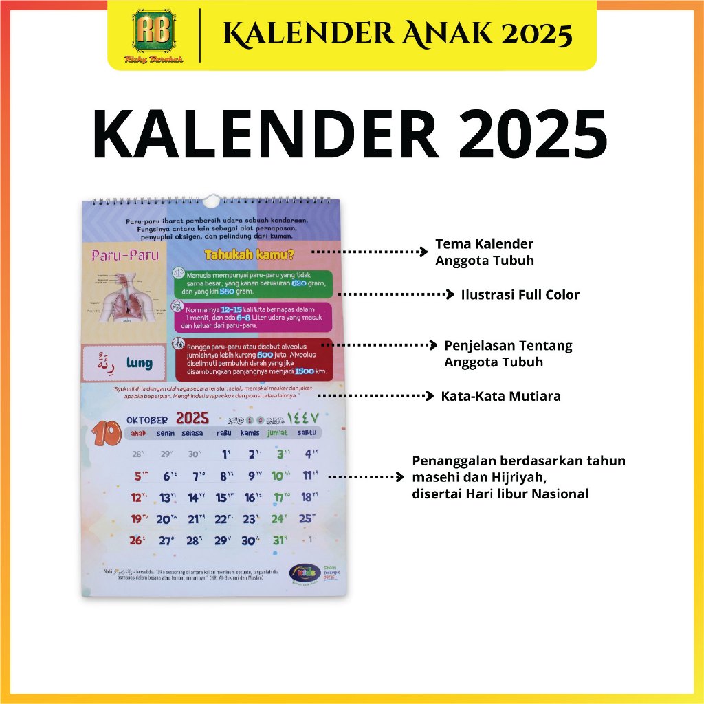 

Kalender Tanggalan Islam Dinding 2025 Masehi Gambar anggota tubuh Lengkap Calender anak Muslim Tembok Gantung 1446 Hijriah Hijriyah kalender kids 2025