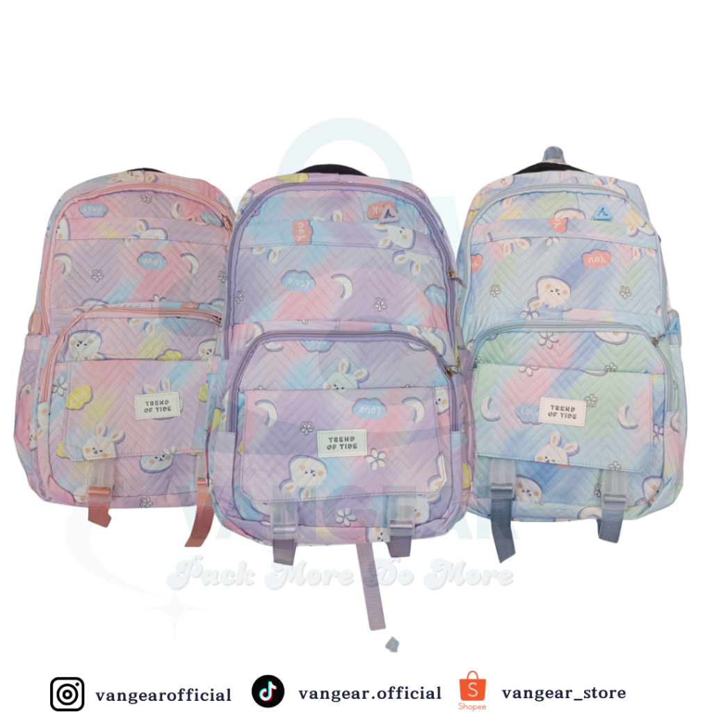 [VanGear] Ransel Sekolah Anak Karakter Kelinci/ Tas Kelinci/ Tas Sekolah Gambar Kelinici/Tas Pelangi