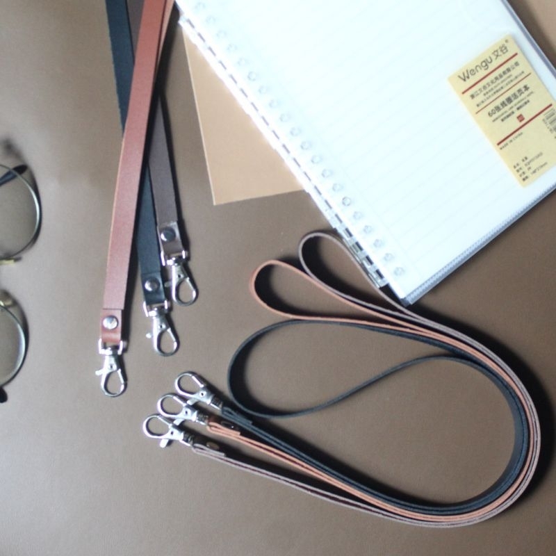tali id card lanyard kulit pu