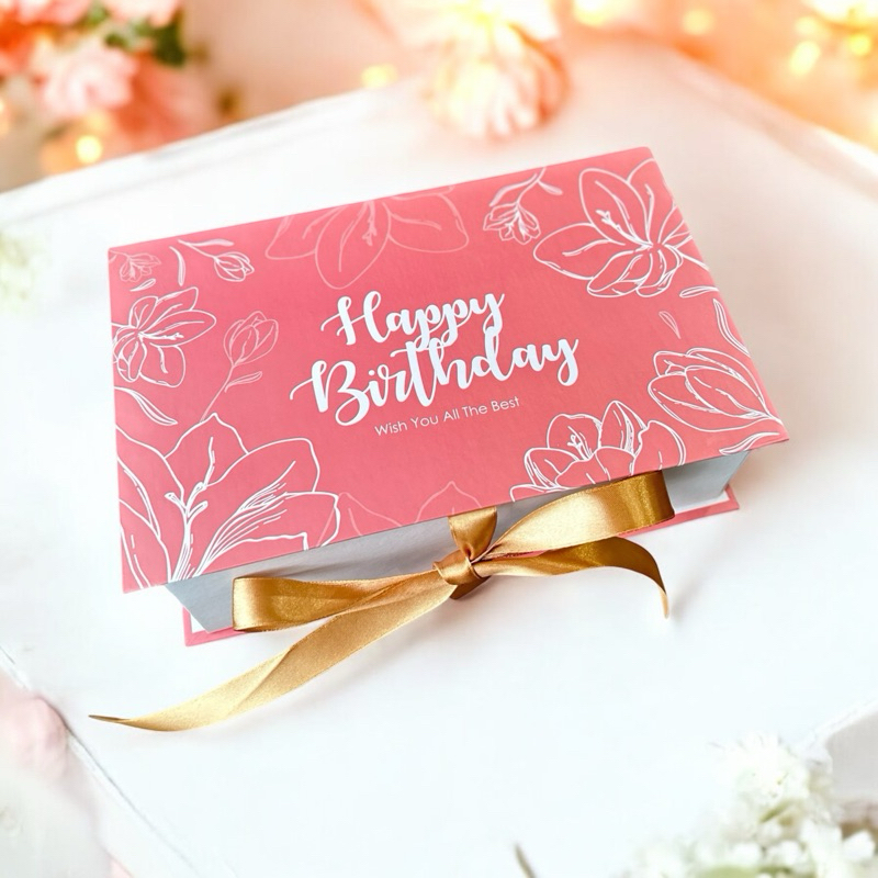 

HARDBOX BY ASHADEWI - HAPPY BIRTHDAY - Flower Pink (25x15x8 cm) / custom box / birthday box / gift box / box hampers
