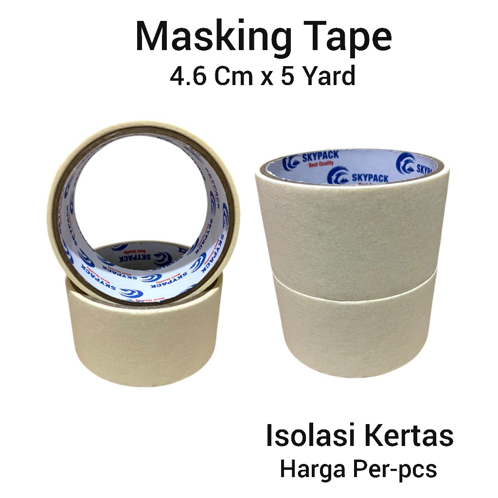 

Masking Tape 4.6 Cm x 5 Yard SKYPACK Isolasi Kertas 4.6 Cm x 5 Yard