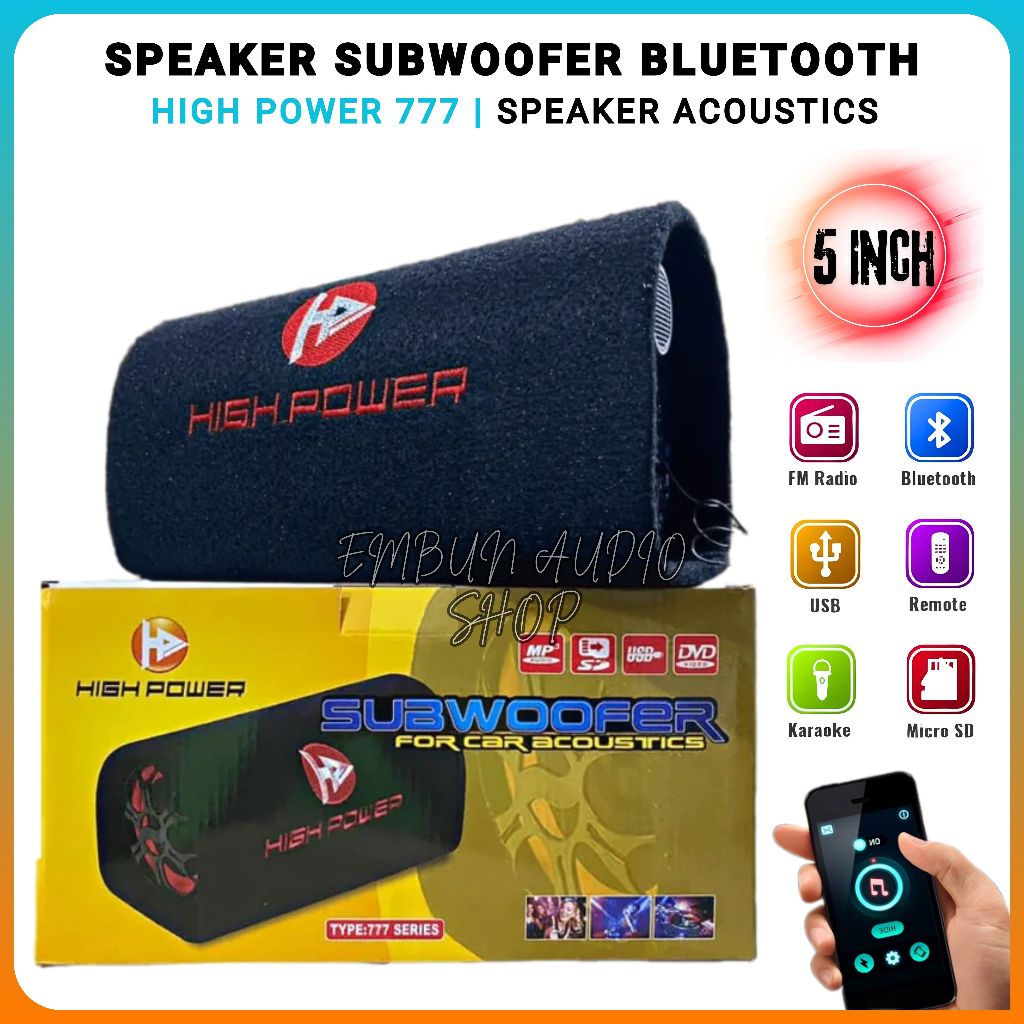 Speaker Bluetooth High Power 777 Ukuran 5inch Perfect Bass | Speaker Salon Mobil Bluetooth/USB/Radio