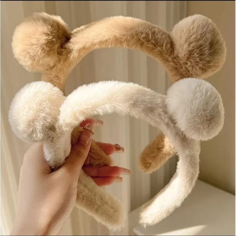 bando bearbulu telinga beruang/hairband bando korea/bando bulu