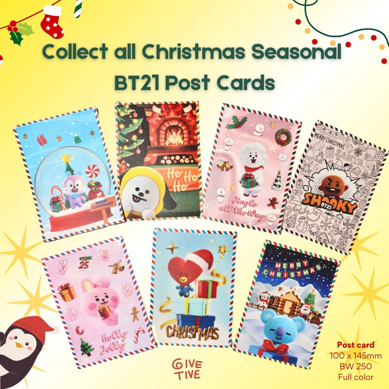 

KPOP POST CARD KARTU UCAPAN NATAL CHRISTMAS- BT21