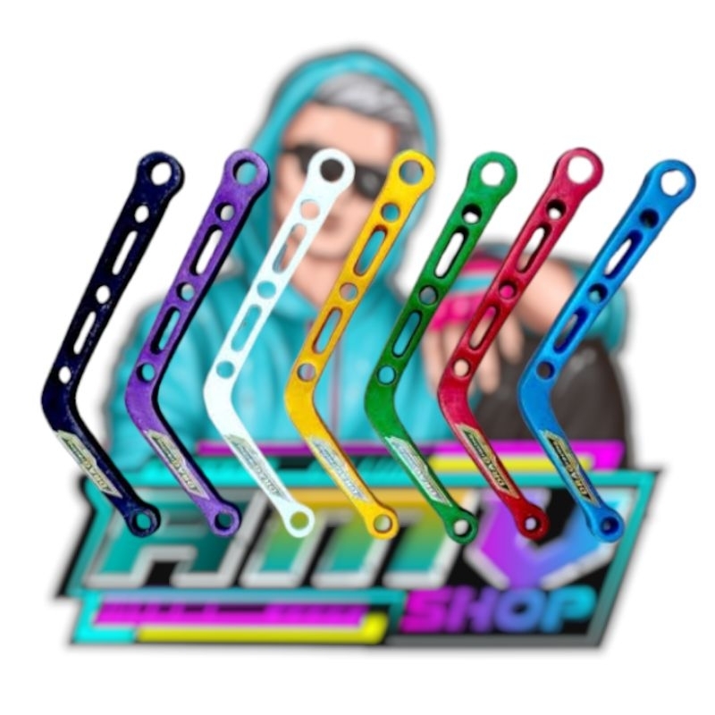 Pangkon knalpot L breket knalpot L almunium cnc motif coak panjang 17cm dari lubang ke lubang