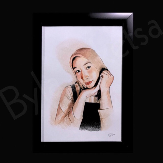 sketsa wajah murah A4 (Warna) FREE BINGKAI