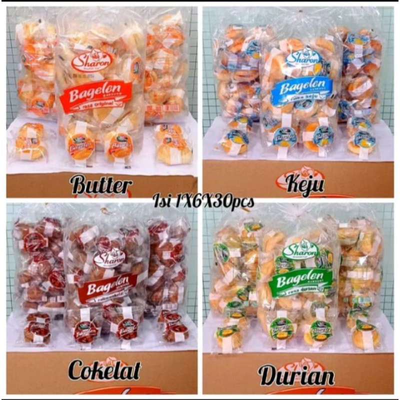 

Sharon Bagelen / Roti Bagelen Rasa Original/Cokelat/Keju/Durian Isi 30pcs