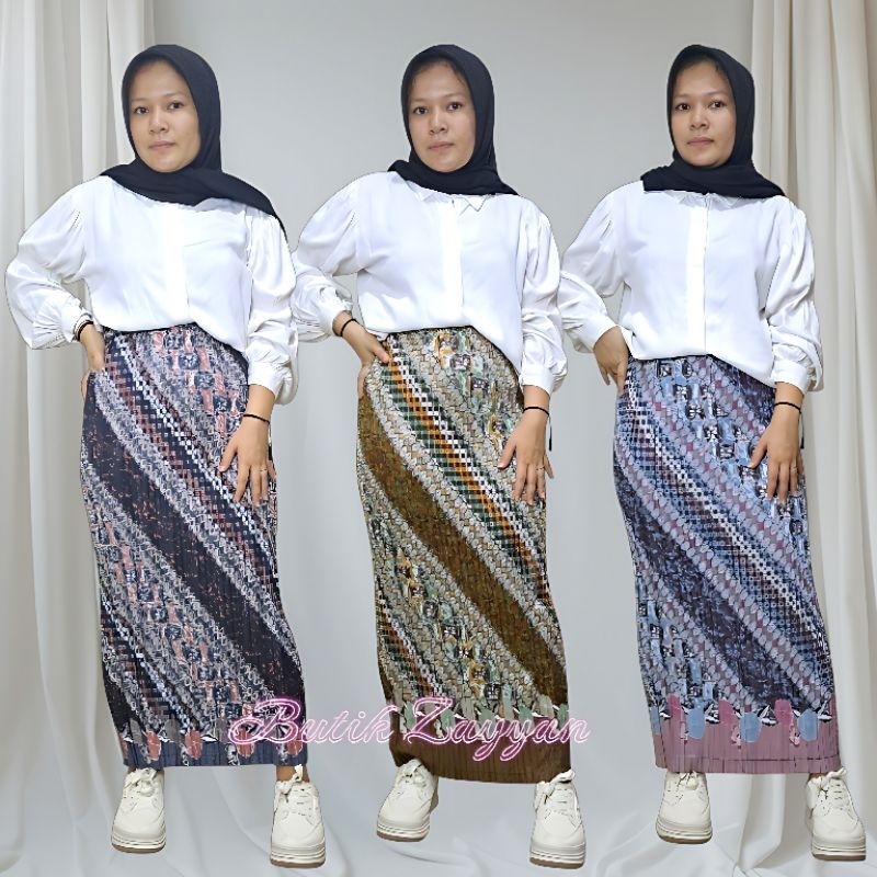 Bawahan Kebaya Ukuran Jumbo All Size XS - XXL Murah Rok Plisket Motif Hanna Bahan Kain Batik Pinggan