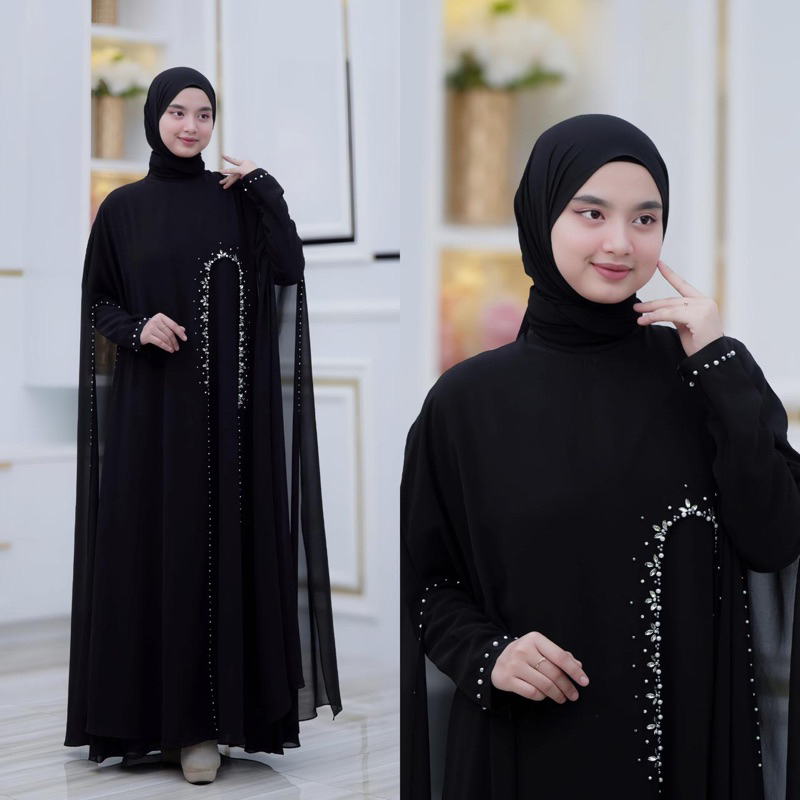 GAMIS MUTIARA / PAYET FULL ZARA HITAM MEWAH