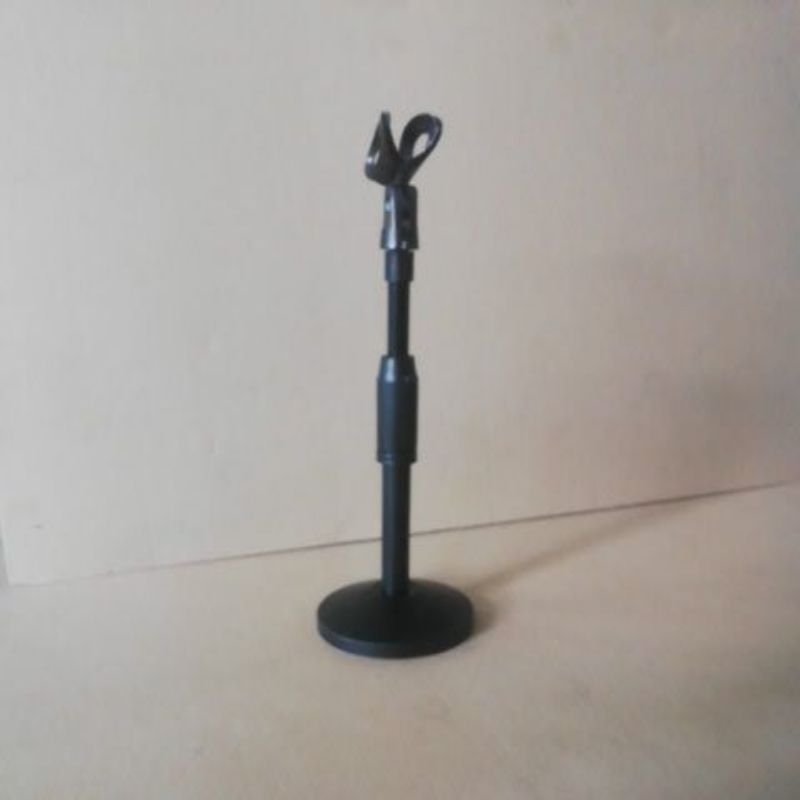 Stand Mic Podium Lurus Pendek Stand Mic Meja Kaki Bulat Besi Cor