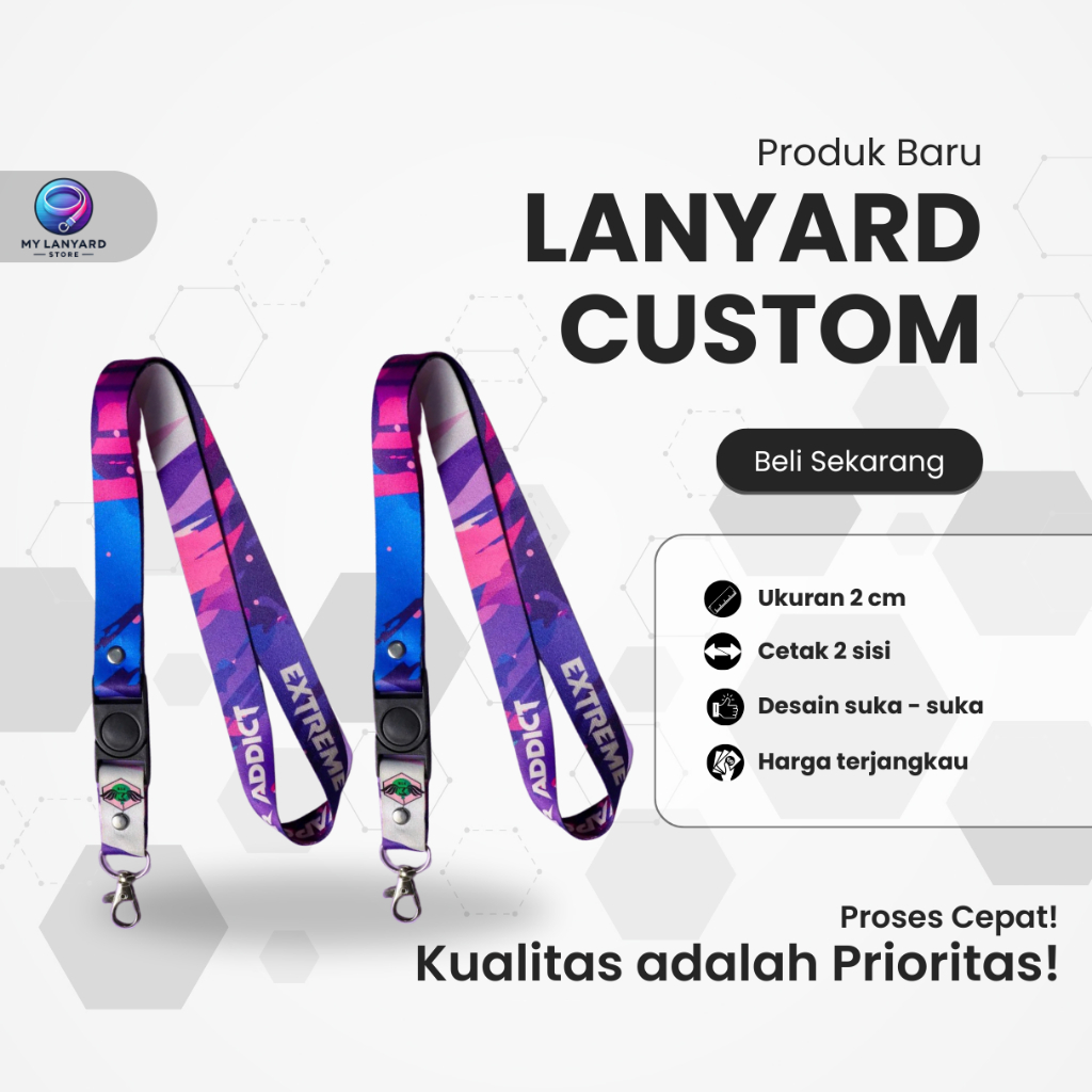 

Cetak Lanyard Custom Full Printing Desain Unik Sesuai Keinginan Ukuran 2 cm 2 sisi